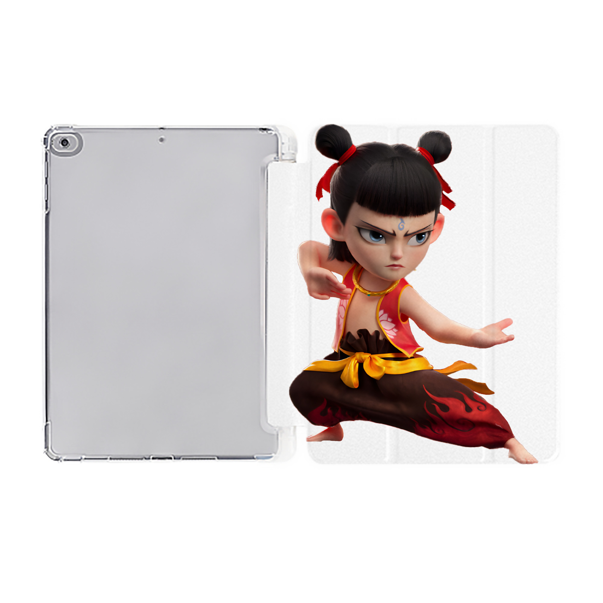 （画像用） Ne Zha 2 ナタ 魔童の大暴れ IPad ケース ペン収納付き 三つ折りスタンド PUレザー×シリコン 対応機種9.5/10.5/10.9インチ